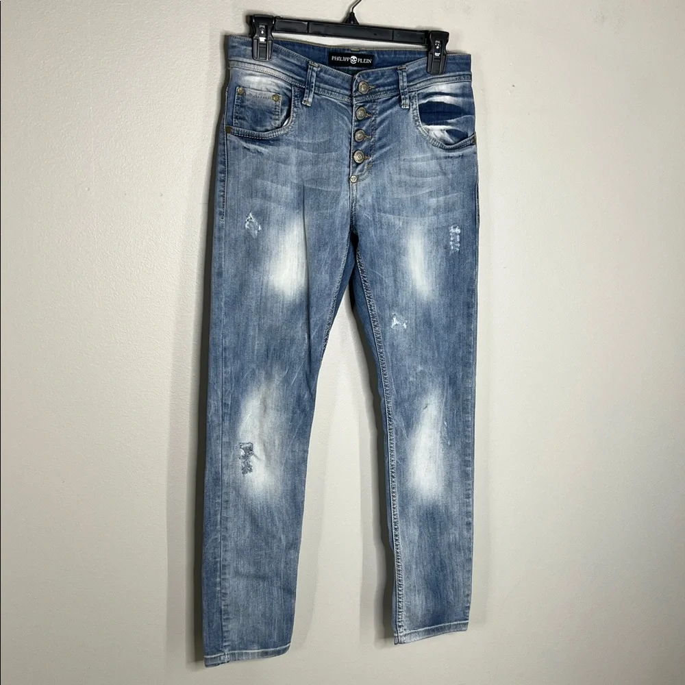 Philipp Plein Distressed Light Wash jeans size 27